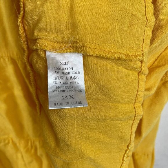 Andrée By Unit Womens Short Sleeve Tiered Mustard Yellow Blouse Size 2X - Picture 4 of 6